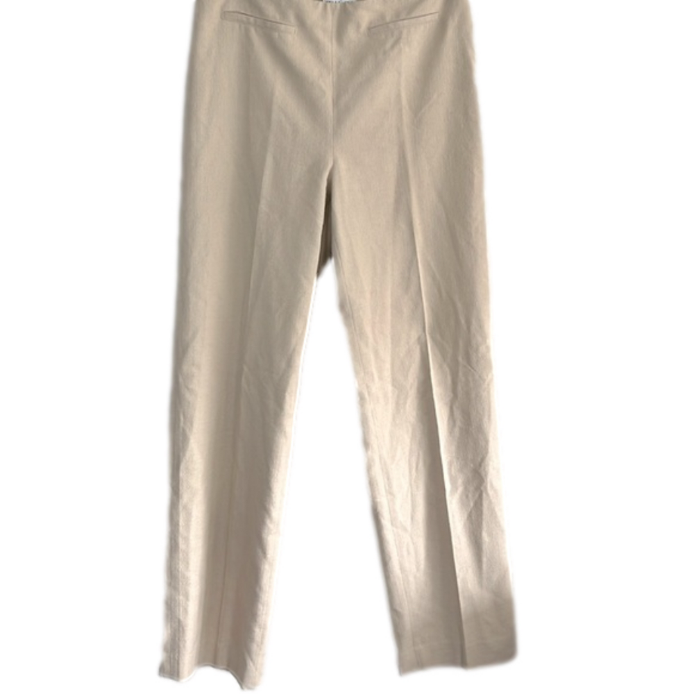 Bellisima Size 8 Trousers Flat Front Beige Side Zipper Dress Pant